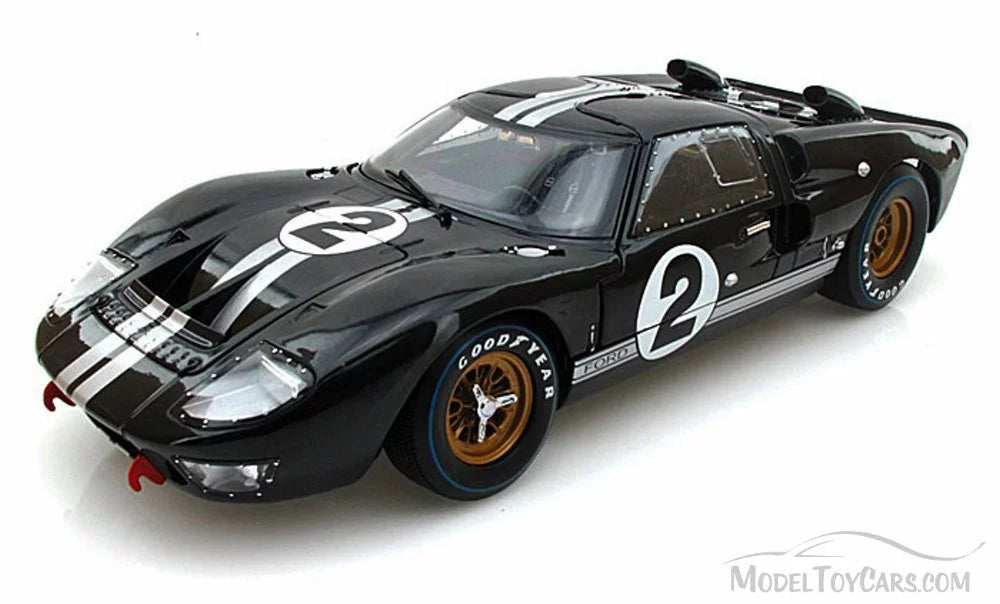 1966  GT-40 MK II #2, Black w/ Silver Stripes - Shelby  SC408 - 1/18 Scale Diecast Model Toy Car