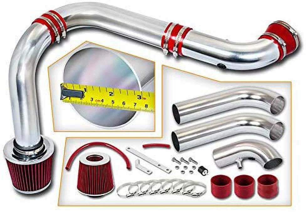 Rtunes Racing Cold Air Intake Kit + Filter Combo RED suitable For 02-08 Dodge Ram 1500 3.7L/4.7L (3piece)