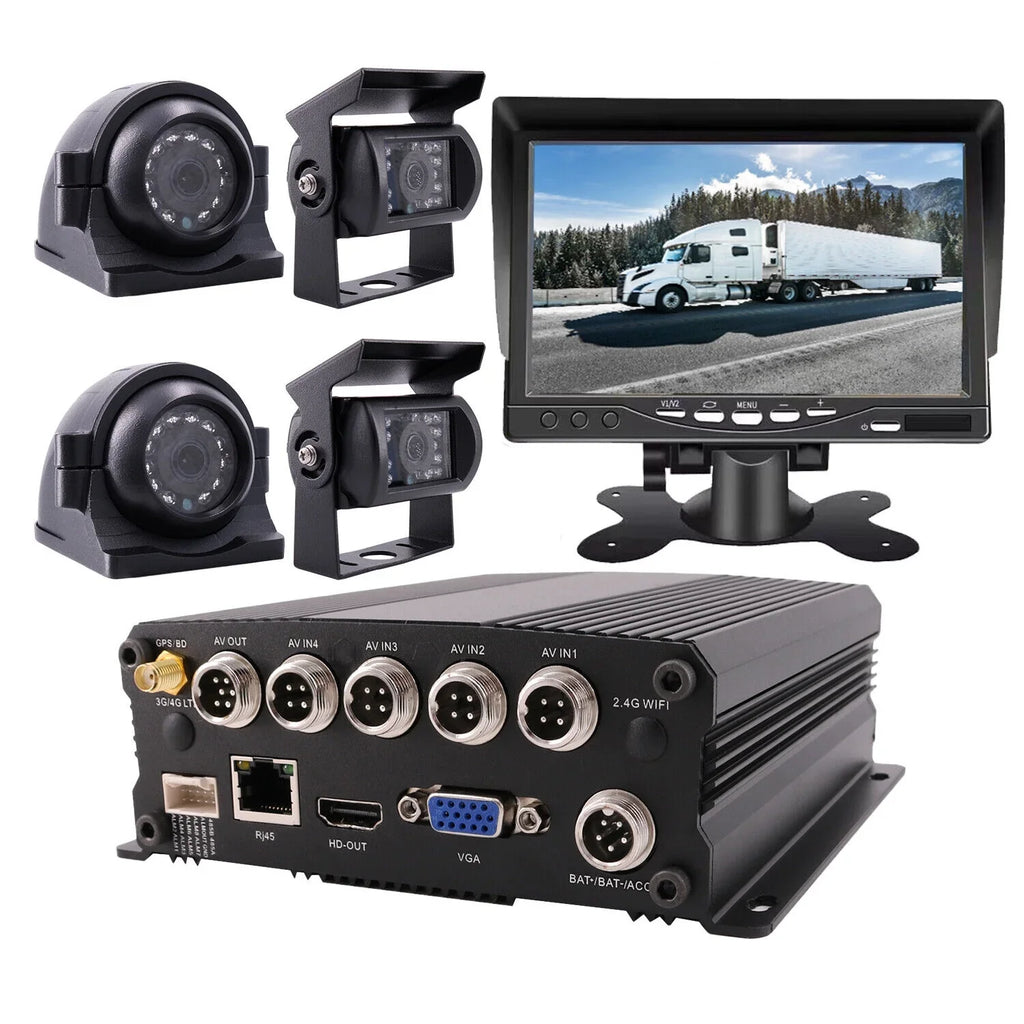JOINLGO 4 Channel 1080P GPS Track Truck Camera System Loop Record Video Recorder Motion Detection/Delay Power Off/Playback  for Truck Bus RV