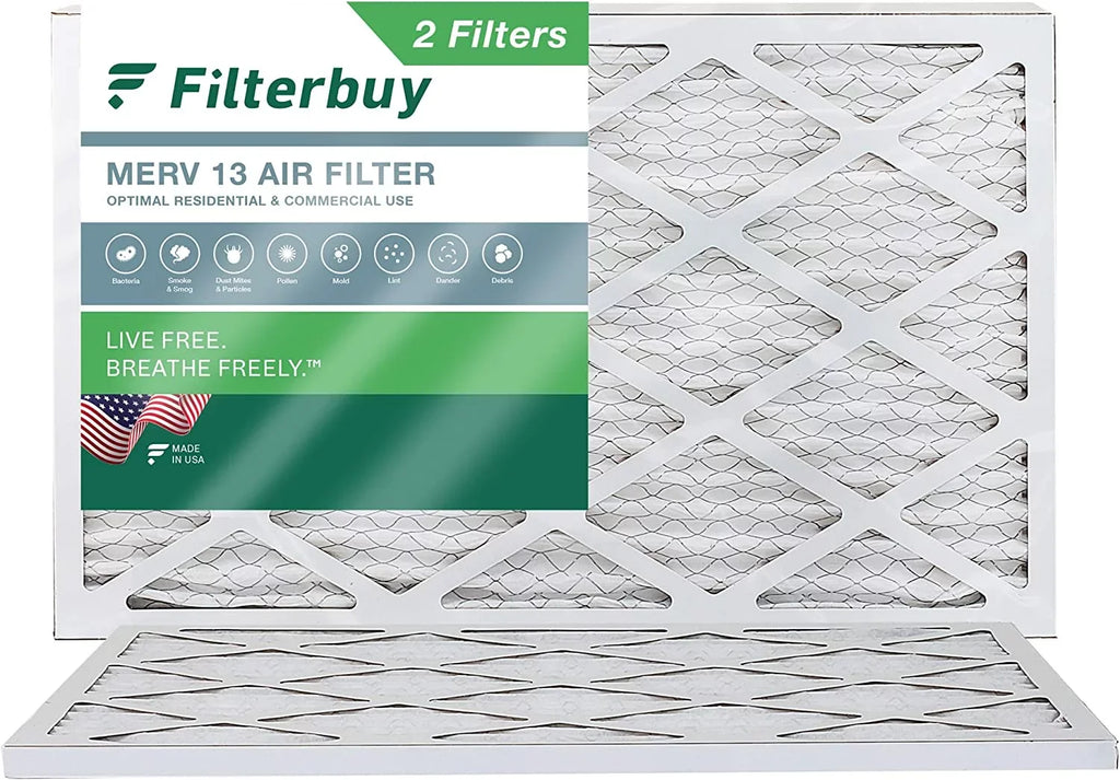 Filterbuy 15x28x1 MERV 13 Pleated HVAC AC Furnace Air Filters (2-Pack)
