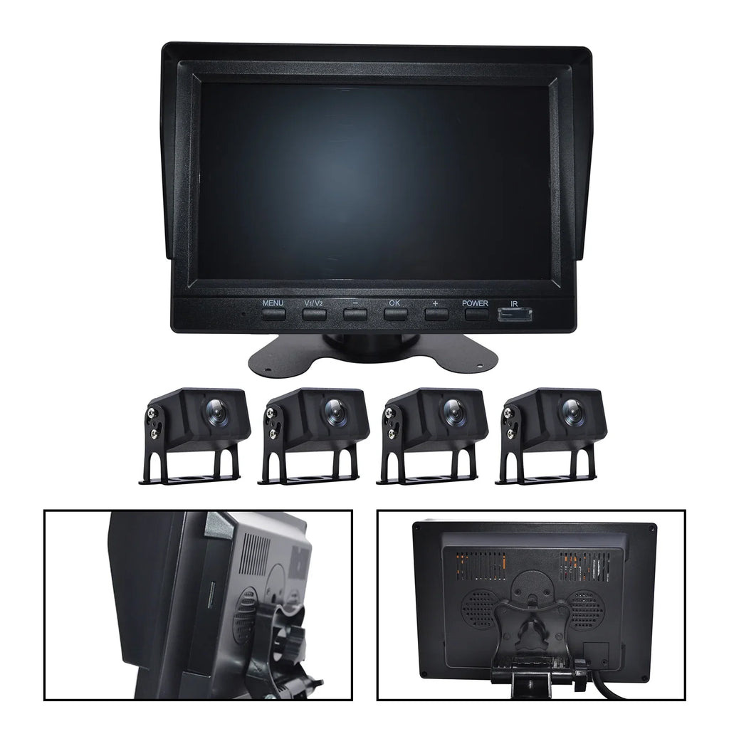 7" Monitor DVR Driving Video Recorder for RV Truck Bus+4 Rear View Backup Camera B