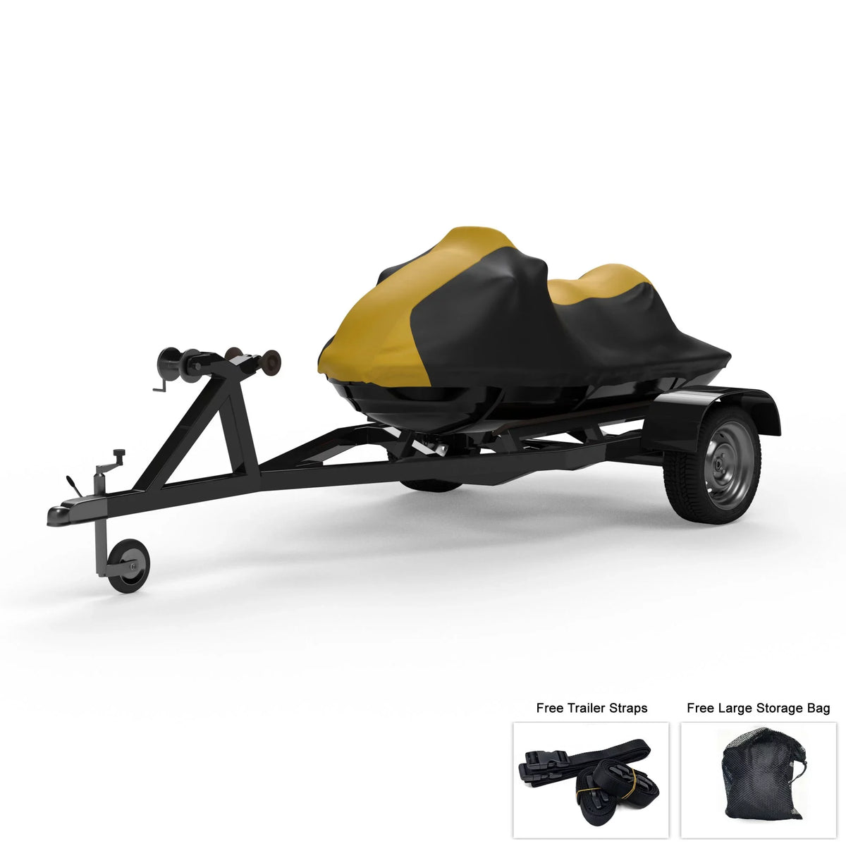 Weatherproof Jet Ski shield For YAMAHA Wave Runner FX Limited SVHO 2017-2018 - YELLOW / Black - All atmospheric conditions - Trailerable - Protects from Rain, Sun, & More! Includes Trailer Straps & Storage Bag