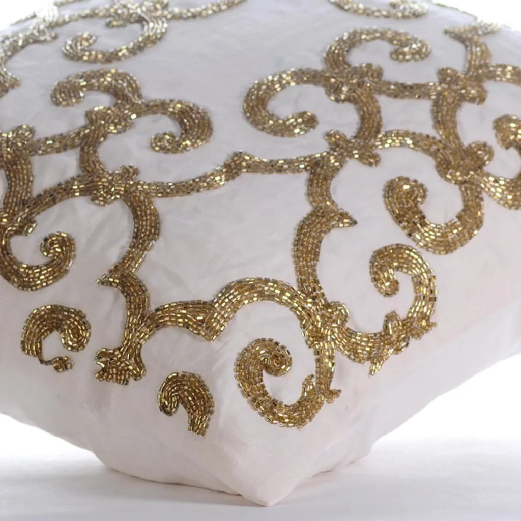 The HomeCentric Cushion shield For Chair, Gold Euro Pillow Shams Pack of 2, 26x26 inch (65x65 cm), Linen Euro Size Pillow Shams, Damask, Modern European ShamCovers Easter - Gold Encrusted