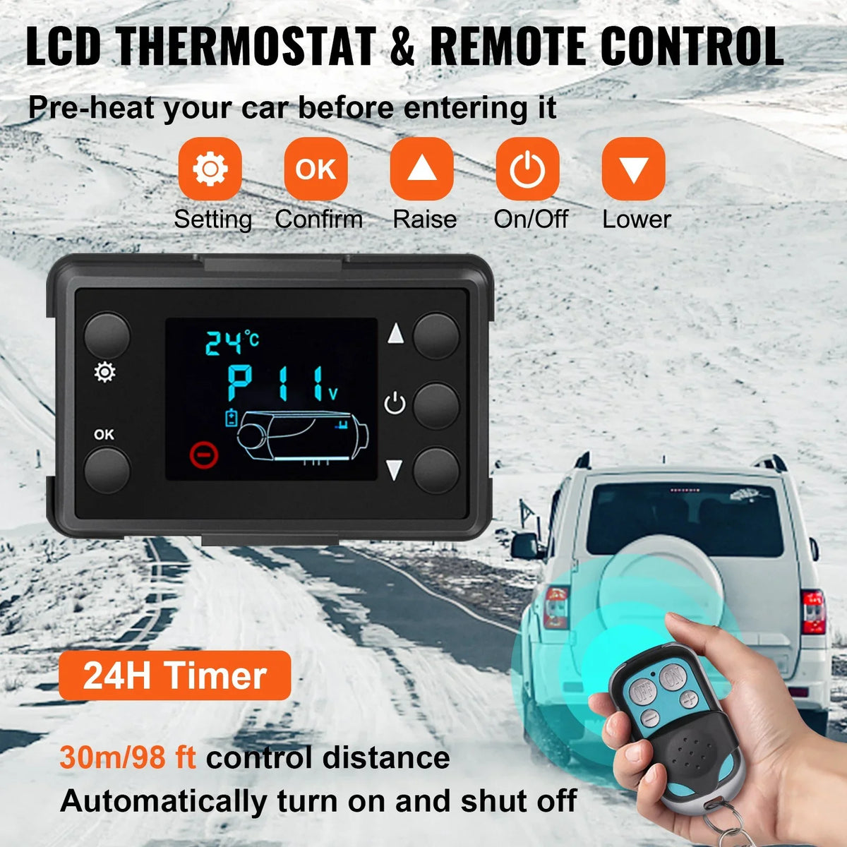 VEVOR 5KW 12V Diesel Air Heater with Remote Control and LCD, Fast Heating Mini Truck Heater for RV, ship, Bus, Car Trailer, Motorhomes