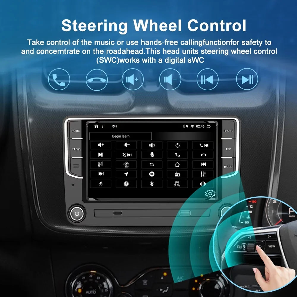 For VW Volkswagen Jetta Passat CC Amarok Golf Polo 7" Touch Screen Bluetooth Car Stereo Radio Carplay GPS Navigation Player 4+64GB