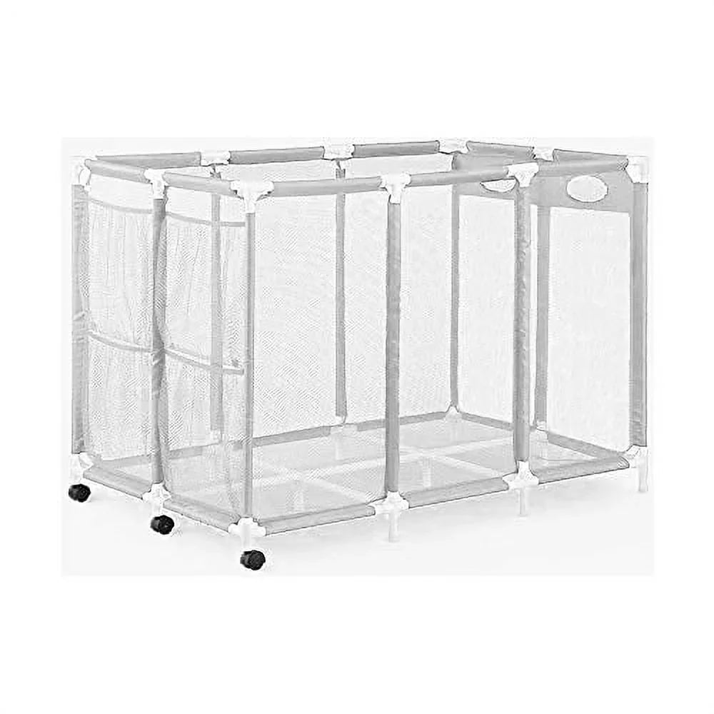 Essentially Yours Pool Noodles Holder, Toys, Floats, Balls and Floats Equipment Mesh Rolling Storage Organizer Bin,, Extra-Large, (47.2" W x 30.2" L x 34" H), White Style 455119