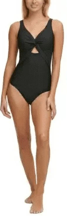DKNY BLACK Peek-a-Boo Twist One-Piece Swimsuit, US 6