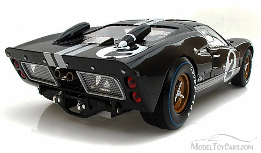 1966  GT-40 MK II #2, Black w/ Silver Stripes - Shelby  SC408 - 1/18 Scale Diecast Model Toy Car
