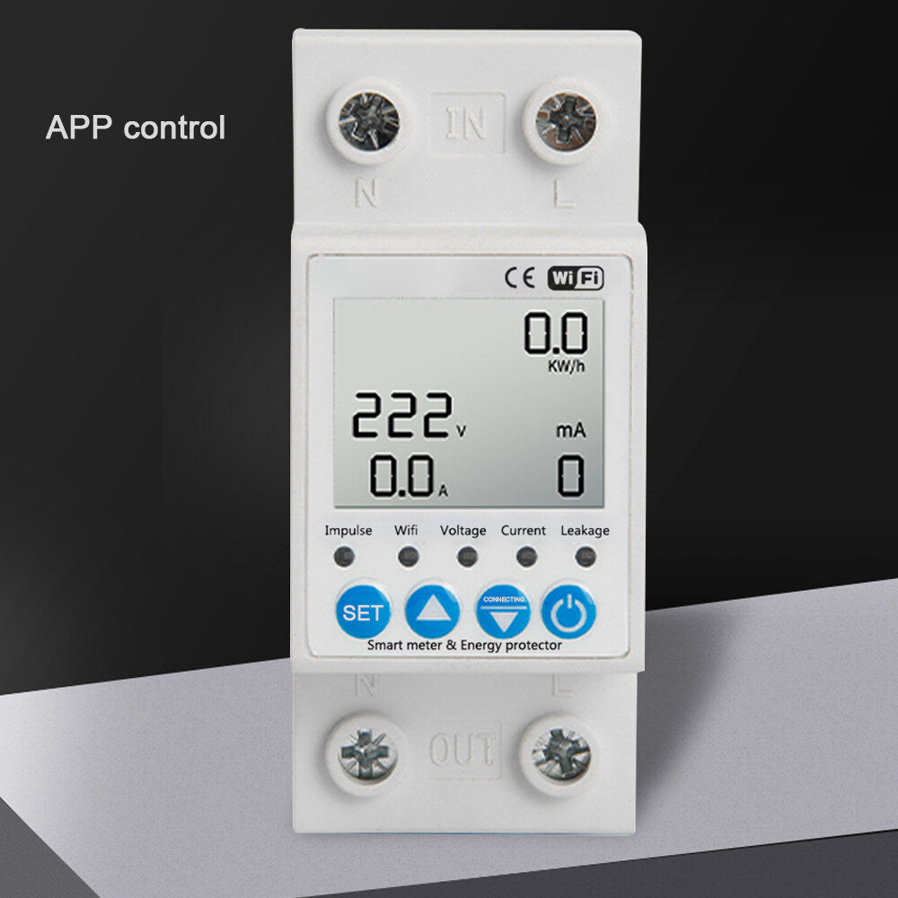 Tuya WiFi Intelligent Leakage Protecting Switch Current Voltage Monitoring Circuit Breaker Timer Function Power Meter matching with Amazon Alexa and Google home for Voice Control