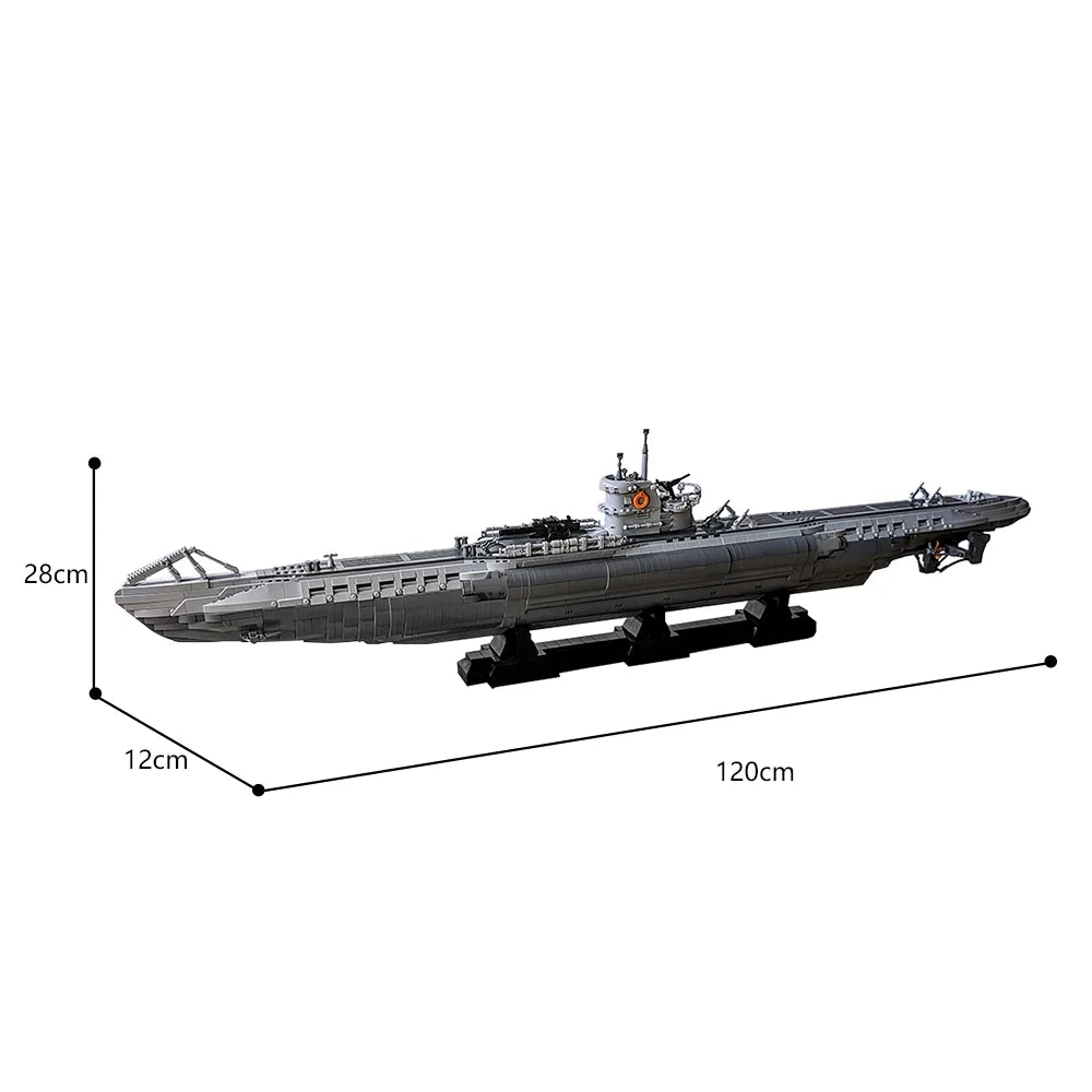 Moc Submarine Model Building Blocks Set U-ship Type VIIC Military Warship Bricks Toy Kids Adult Gift