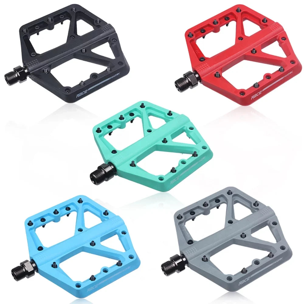 RACEWORK Mountain Bike Pedal Nylon Fiber Ultra-light Sealed Bearings DH XC AM Off-road Lightweight Antislip Extra Large