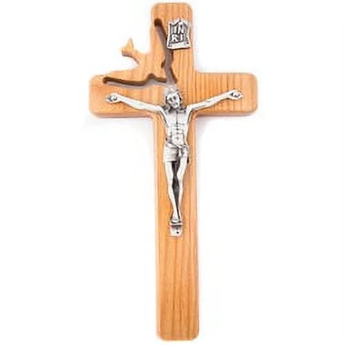 Walnut Stained Wood with Holy spirit Cut Out Crucifix. McVan 77-06 8 in