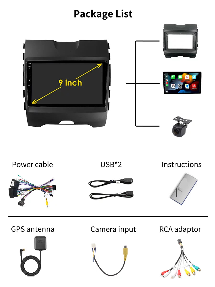 Bluetoth Car Stereo Radio For  Edge 2 2015 - 2018 Android Screen Multimedia With Android Auto Carplay GPS Navigation