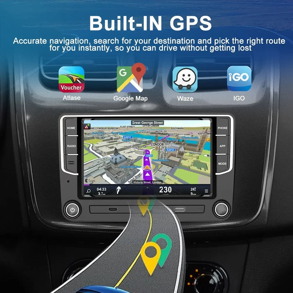 For VW Volkswagen Jetta Passat CC Amarok Golf Polo 7" Touch Screen Bluetooth Car Stereo Radio Carplay GPS Navigation Player 4+64GB