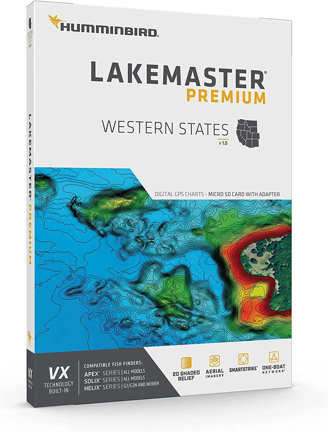 Humminbird LakeMaster Premium Western State V1 One ship Ntwrk VX Technology