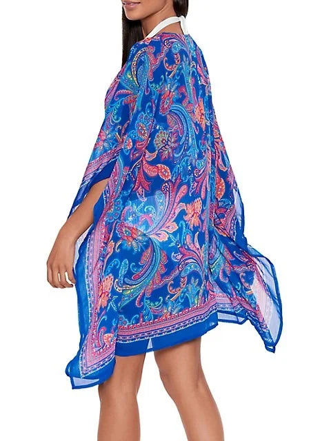 Ralph Lauren SUMMER PAISLEY Crinkly Chiffon Tunic wrap-up, US Large/X-large