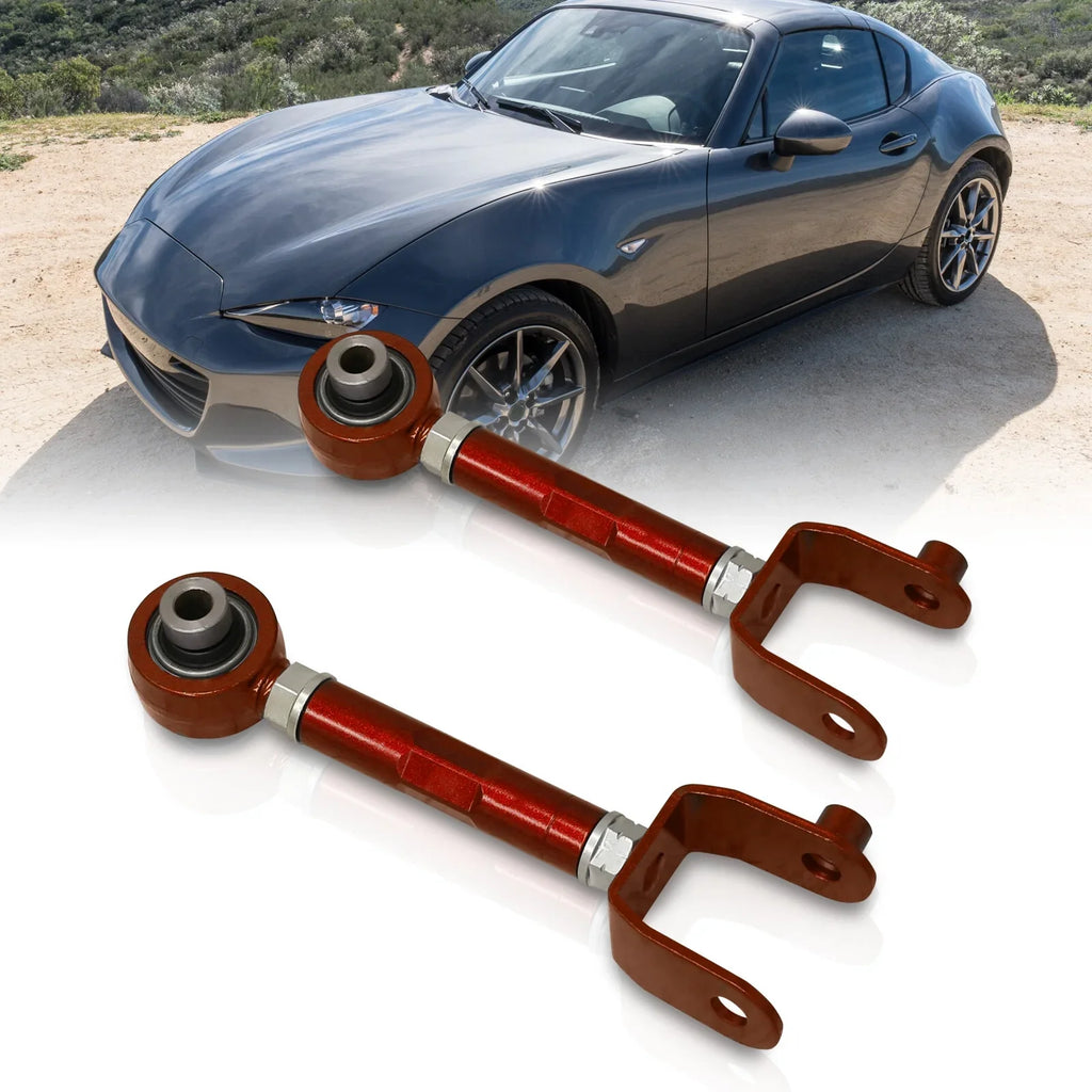 AJP Distributors Rear Upper Suspension Adjustable Camber Kit Control Arms UCA Set Red appropriate/Replacement For Mazda Miata MX-5 ND MX5 2016 2017 2018 2019 2020 2021 2022 2023 16 17 18 19 20 21 22 23