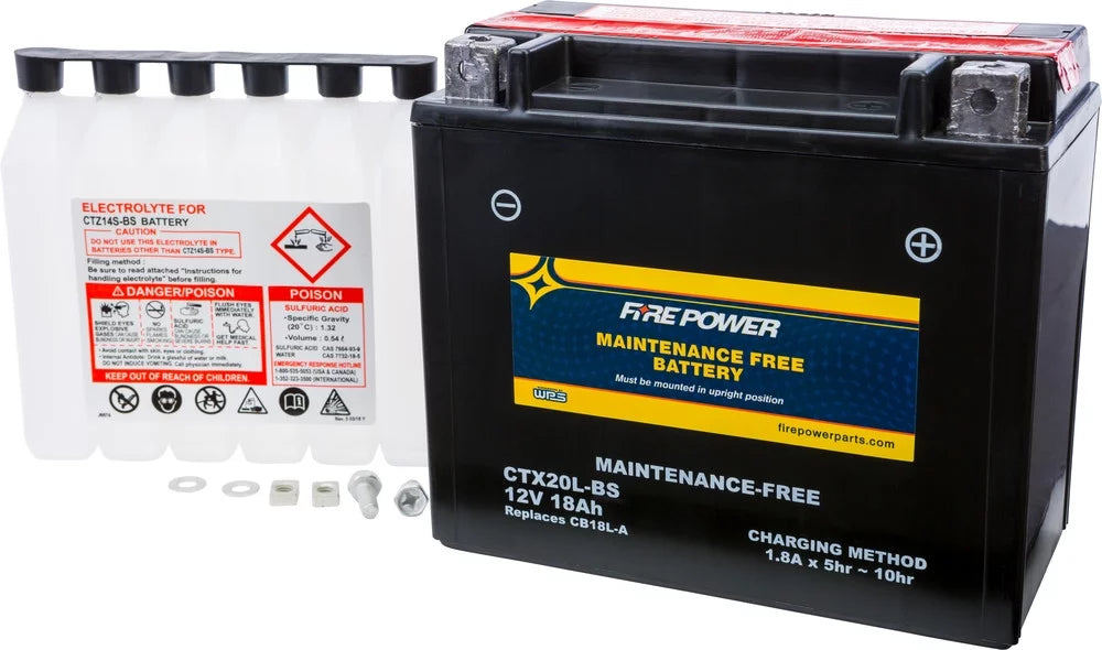 4X4 2004-2005. Fire Power Maintenance Free Battery CTX20L-BS matching With Bombardier Outlander 400 H.O