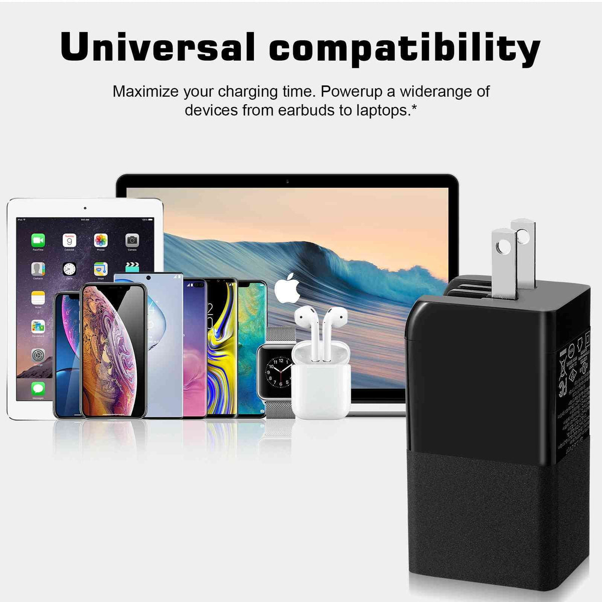 UrbanX 65W Fast Travel Charger with 3 Ports USB & Dual USB-C High-Speed Charging matching with Doogee S86/S88 Plus/S96 Pro/S58 Pro/S59, iPhone,  Galaxy, Google Pixel, MacBook, Steam Deck