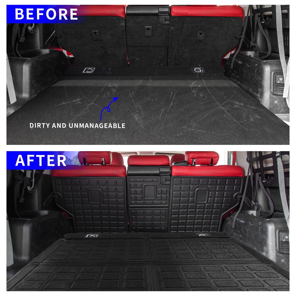 Fit 2010-2023  4Runner Trunk Mat Cargo Mat Cargo Liner Back Seat wrap Protector 2022  4 Runner Accessories (Trunk Mat + Backrest Mats,Fit Without Sliding Tray)
