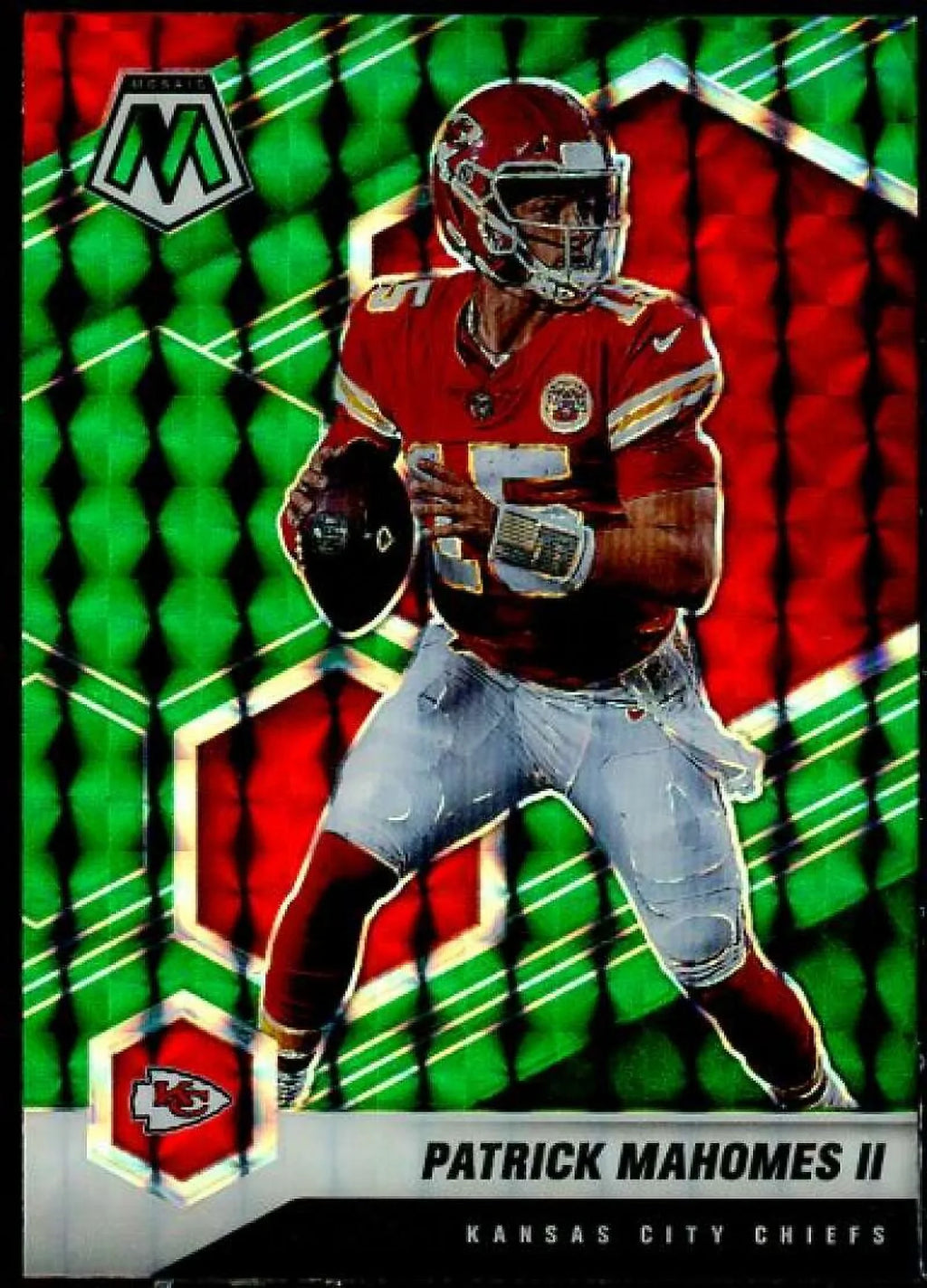 Patrick Mahomes II Card 2021 Panini Mosaic Mosaic Green #1