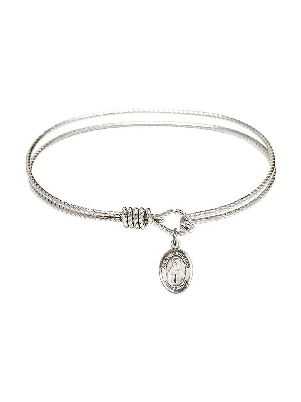Hildegard von Bingen in Sterling Silver. 7 1/4 inch Oval Eye Hook Bangle Bracelet w/ St