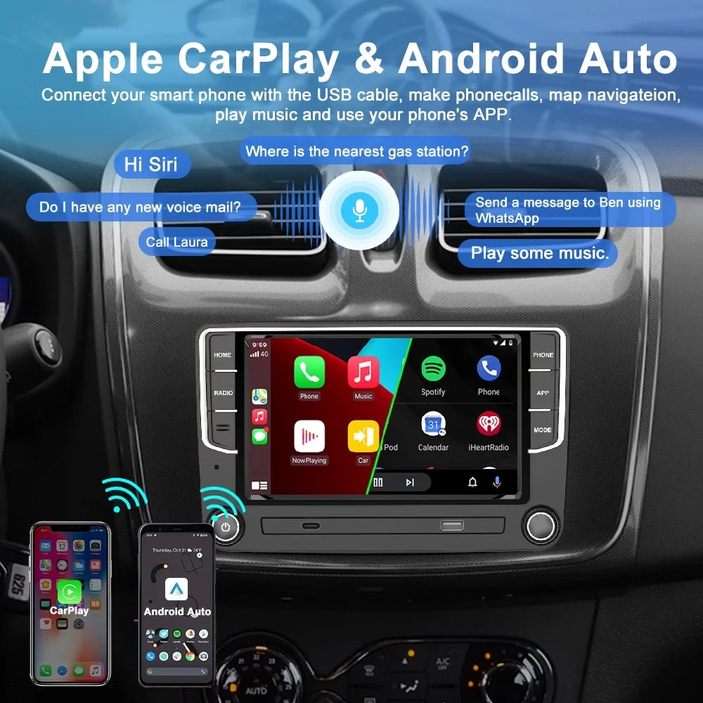 For VW Volkswagen Jetta Passat CC Amarok Golf Polo 7" Touch Screen Bluetooth Car Stereo Radio Carplay GPS Navigation Player 4+64GB