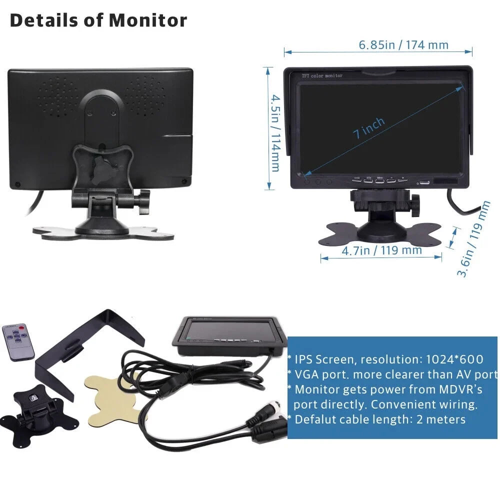 JOINLGO 4 Channel 1080P GPS Track Truck Camera System Loop Record Video Recorder Motion Detection/Delay Power Off/Playback  for Truck Bus RV