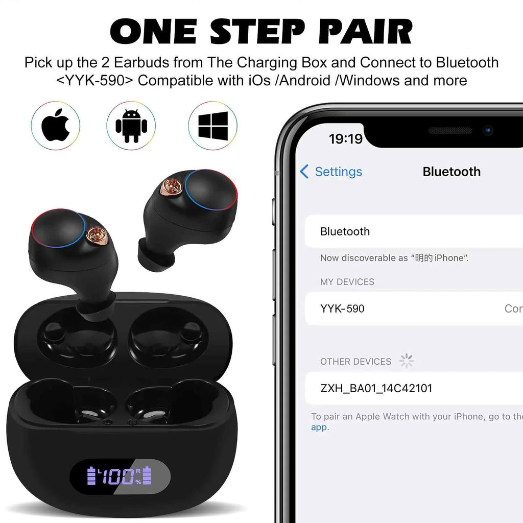 UrbanX True Wireless Bluetooth Earbuds + Charging Case, Black, Dual Connect, IPX5 liquid Resistance, Bluetooth 5.2 Connection, Balanced, Bass Boost suitable with  Tab P11 Plus