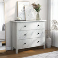 Denhour DH BASIC Transitional 34-inch Wide 3-Drawer Neutral Youth Dresser by  White Marble