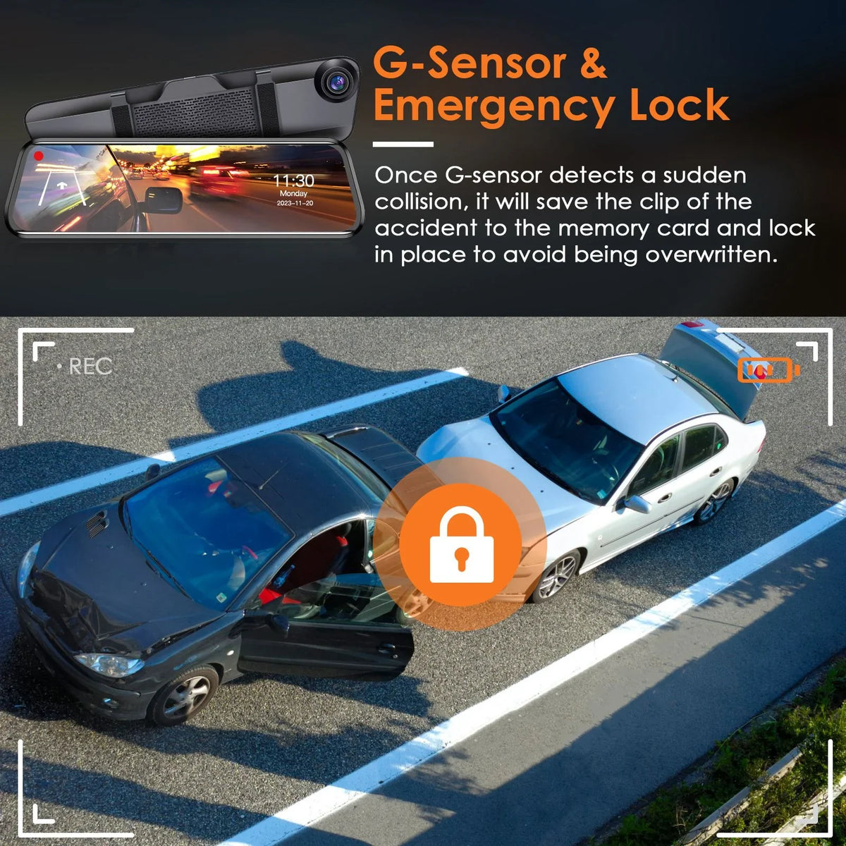 4K iMounTEK Car DVR 12in Dash Cam Camcorder Camera Recorder with 170° Angle Loop Recording Motion Detection Night Vision Voice Control APP Control G-sensor