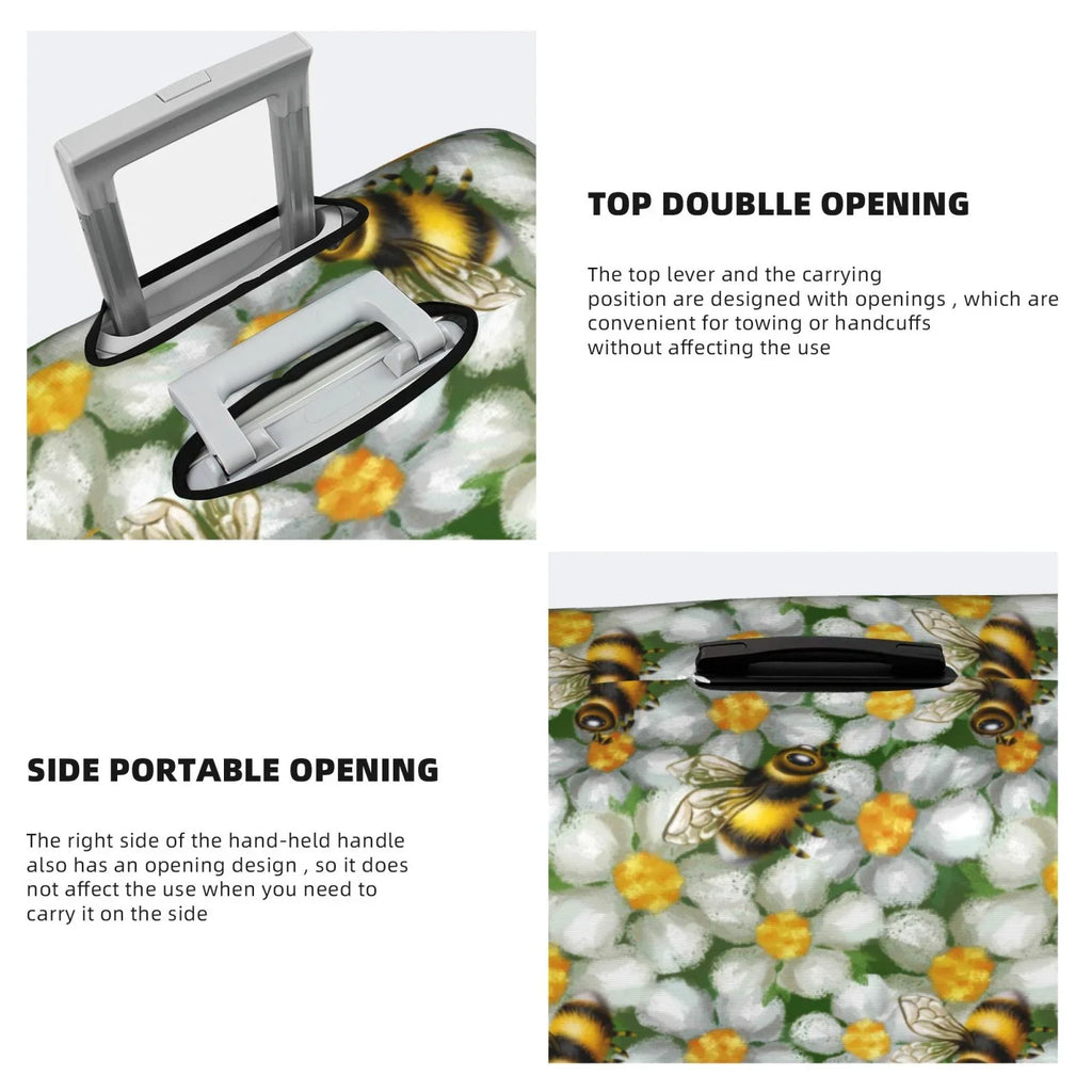 Kll Bees And Flower Luggage wrap Suitcase wrap Suitcase Protector-