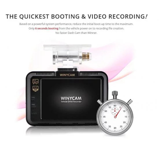 WinyTech 5MP Car Black box dash cam HD wide angle Dual cameras 3.5" LCD touch Screen