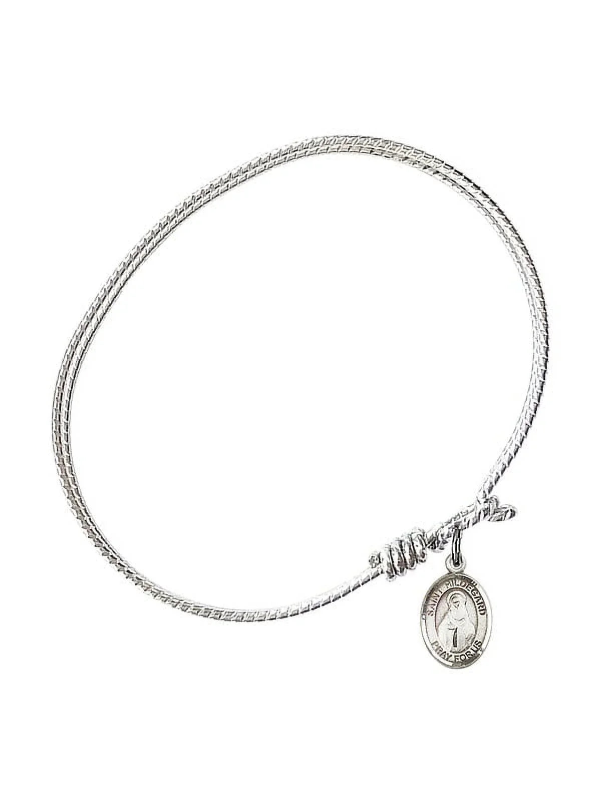 Hildegard von Bingen in Sterling Silver. 7 1/4 inch Oval Eye Hook Bangle Bracelet w/ St