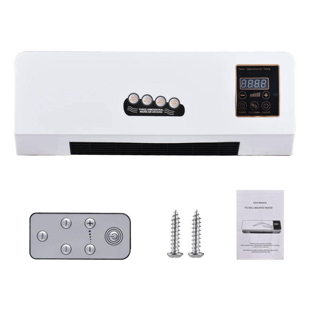 Pinnaco Heater and Fan Combo 2-in-1 Timing Function Electric Fan and Space Heater with Remote Control for Dormitory Home