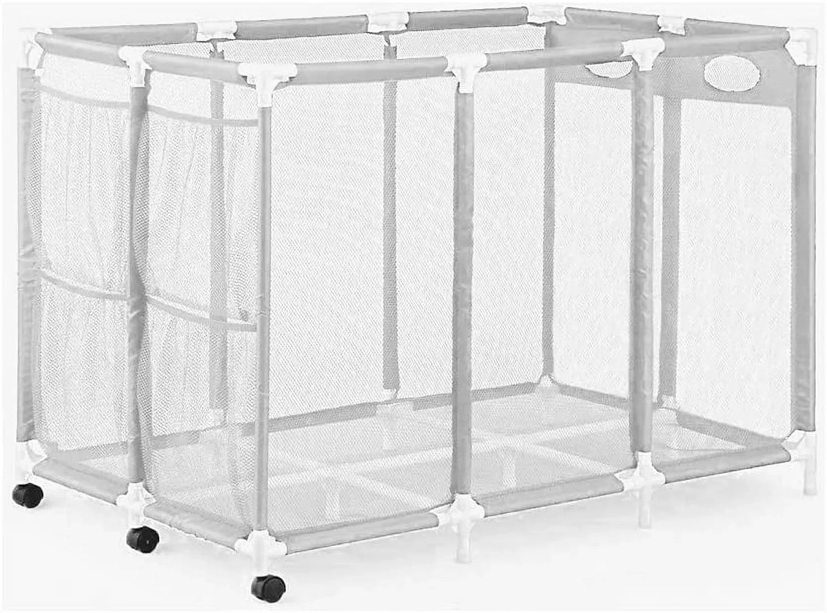 Essentially Yours Pool Noodles Holder, Toys, Floats, Balls and Floats Equipment Mesh Rolling Storage Organizer Bin,, Extra-Large, (47.2" W x 30.2" L x 34" H), White Style 455119
