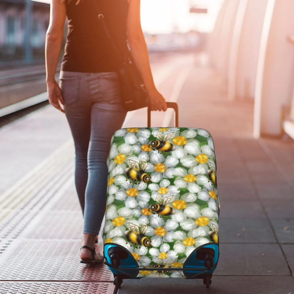 Kll Bees And Flower Luggage wrap Suitcase wrap Suitcase Protector-