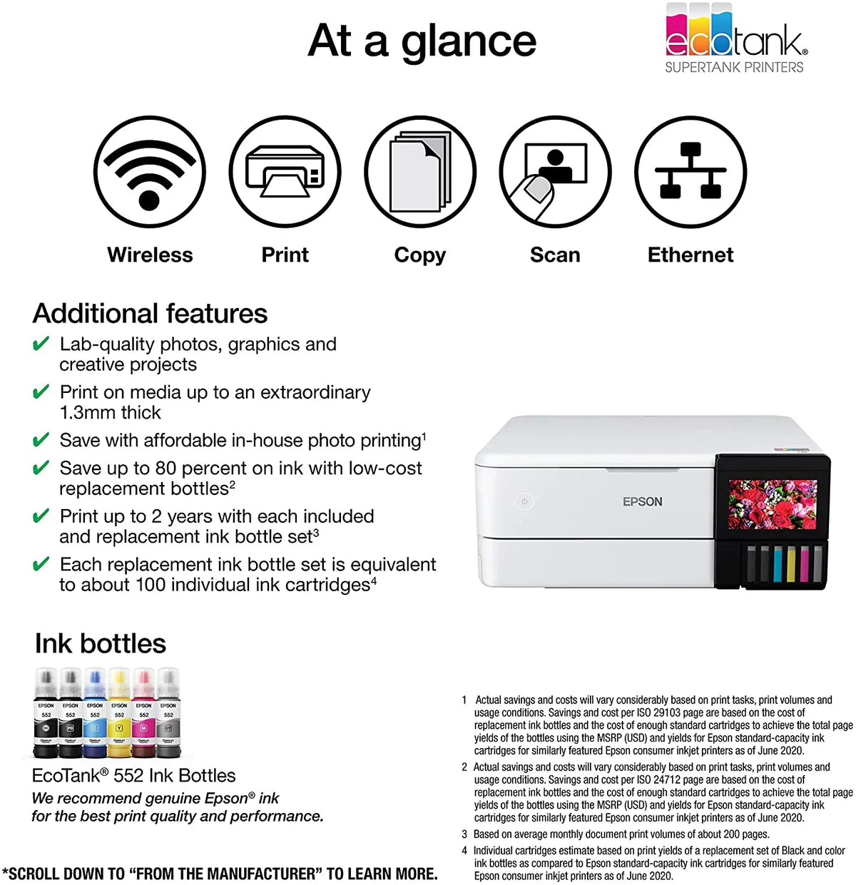 Epson EcoTank Photo ET-8500 C11CJ20201 All-in-One Printer - White