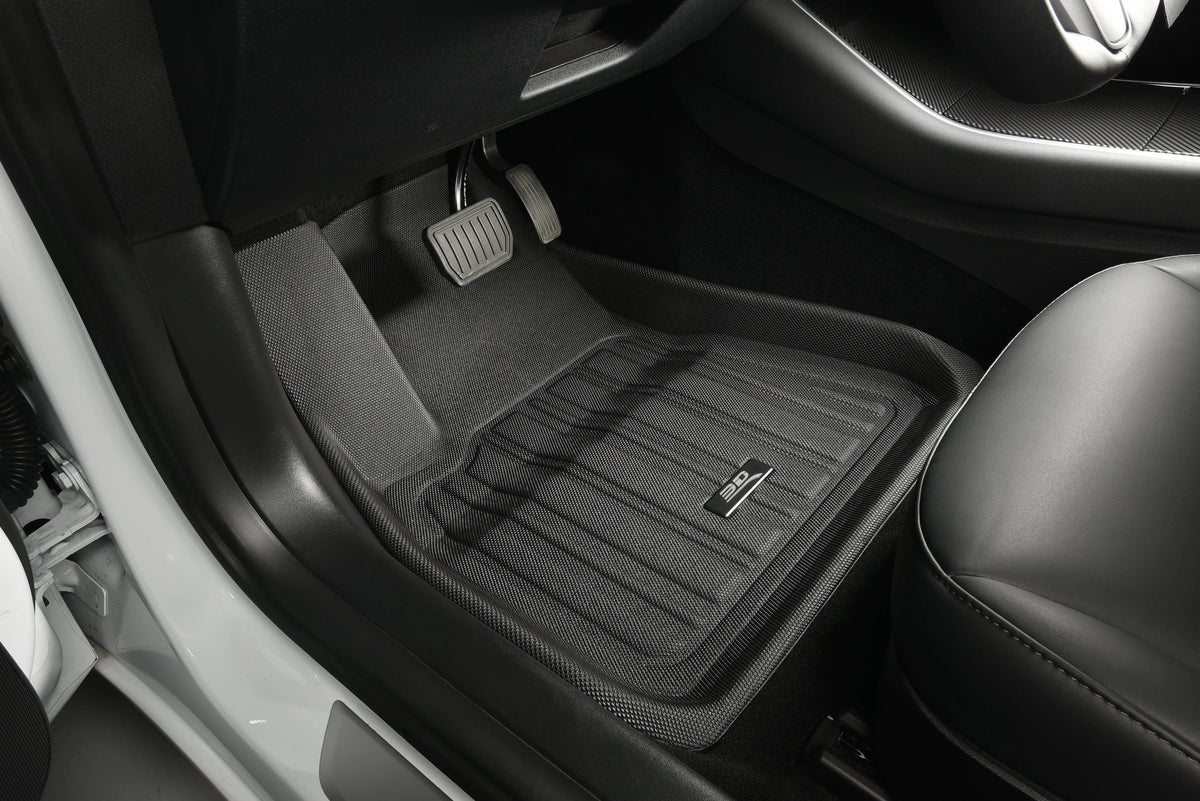 3D Maxpider 2022-2024 Fits Genesis GV70 1st & 2nd Row Kagu Carbon Fiber Embossed Pattern Floor Mat Black L1GS01101509