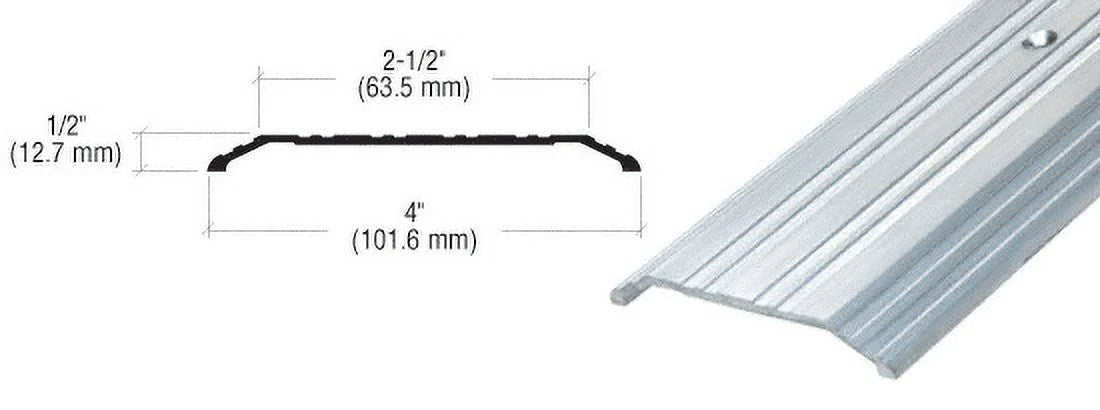 CRL TH014A185 Aluminum 4" x 1/2" Saddle Threshold - 185" in Length