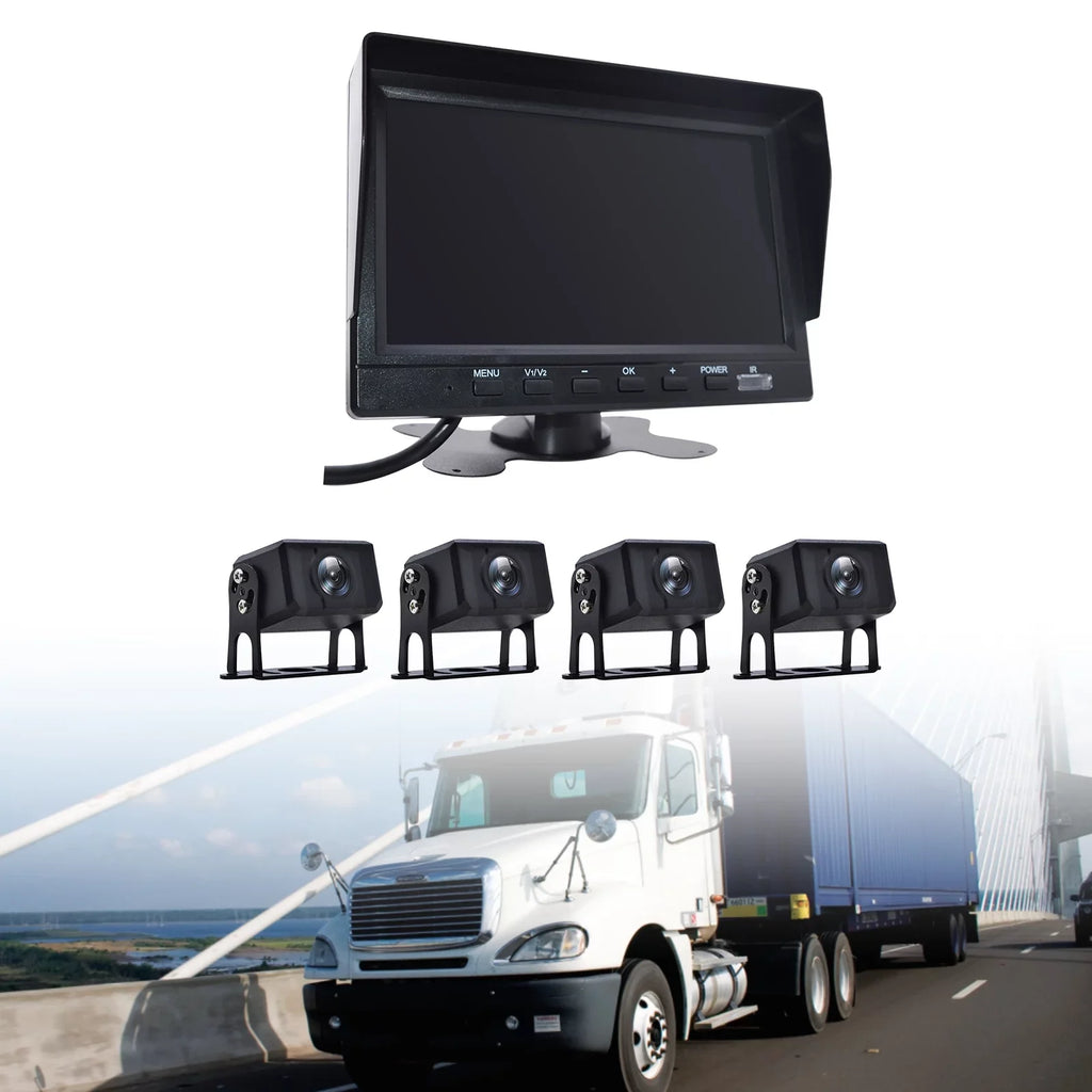 7" Monitor DVR Driving Video Recorder for RV Truck Bus+4 Rear View Backup Camera B