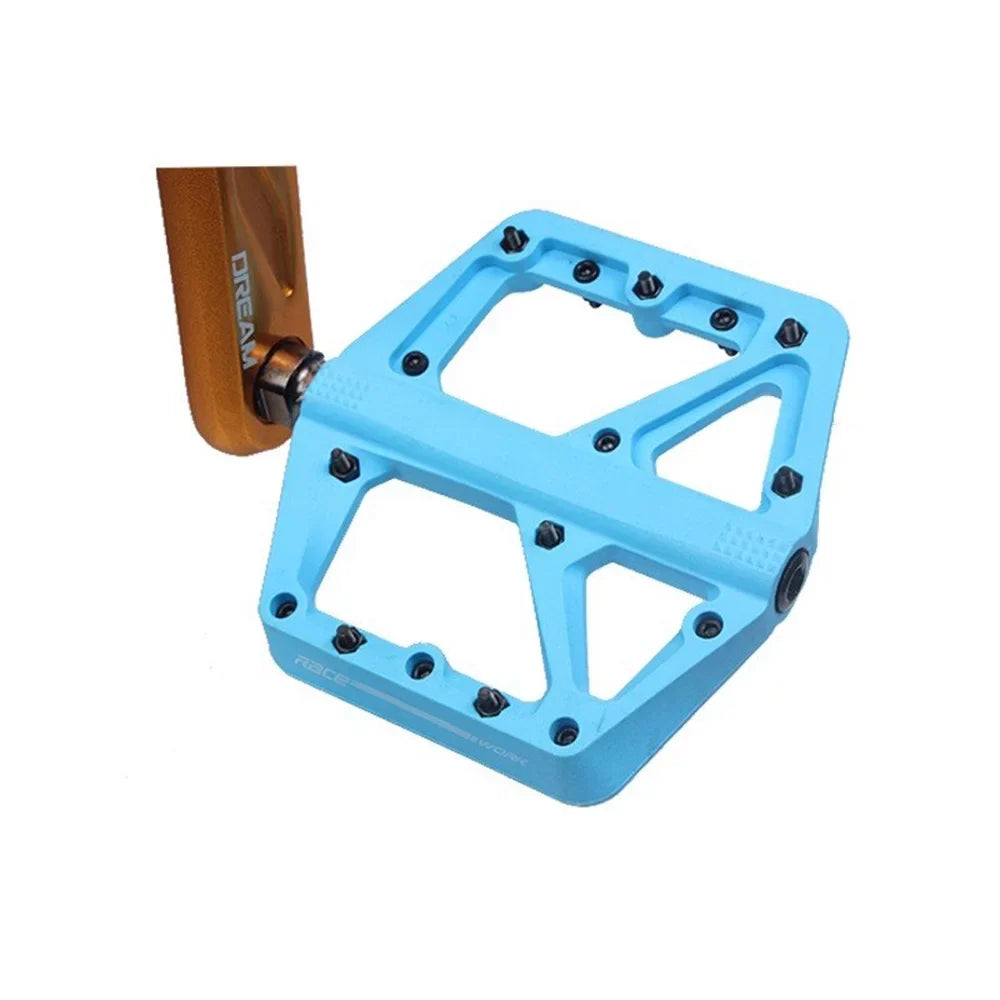 RACEWORK Mountain Bike Pedal Nylon Fiber Ultra-light Sealed Bearings DH XC AM Off-road Lightweight Antislip Extra Large
