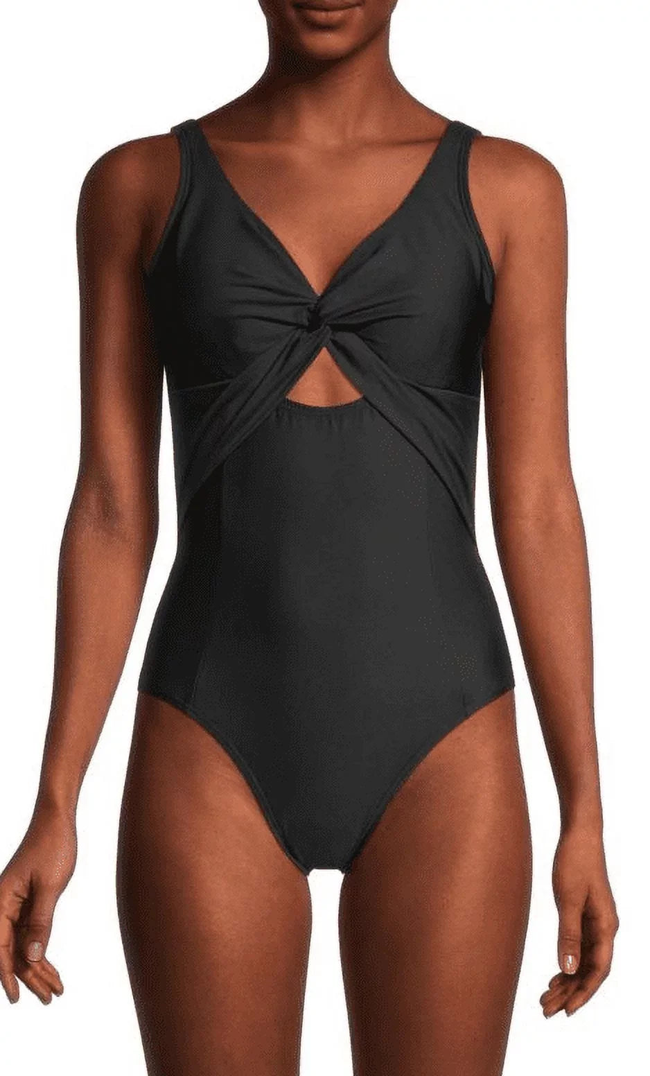DKNY BLACK Peek-a-Boo Twist One-Piece Swimsuit, US 6