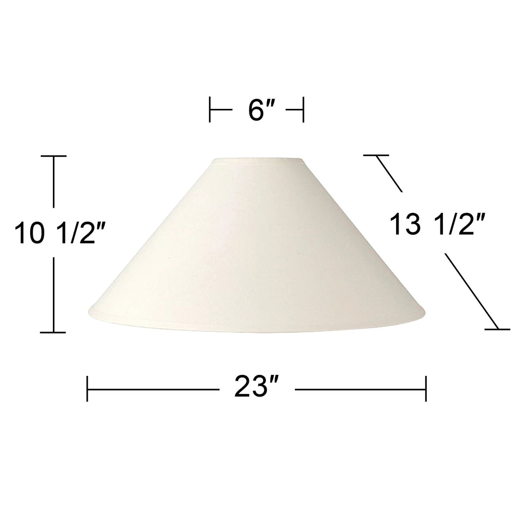 Springcrest Set of 2 Chimney Lamp Shades Ivory Large 6" Top x 23" Bottom x 13.5" Slant Spider Replacement Harp and Finial Fitting