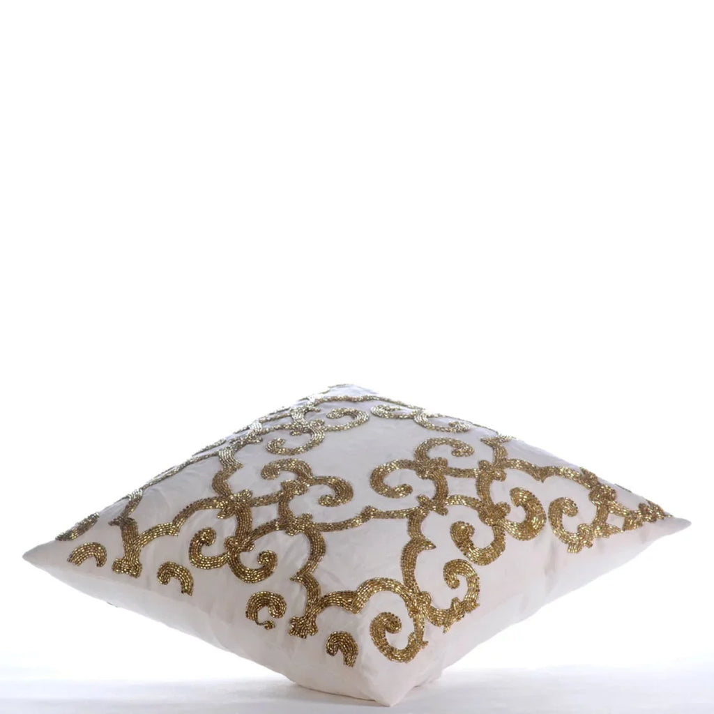 The HomeCentric Cushion shield For Chair, Gold Euro Pillow Shams Pack of 2, 26x26 inch (65x65 cm), Linen Euro Size Pillow Shams, Damask, Modern European ShamCovers Easter - Gold Encrusted