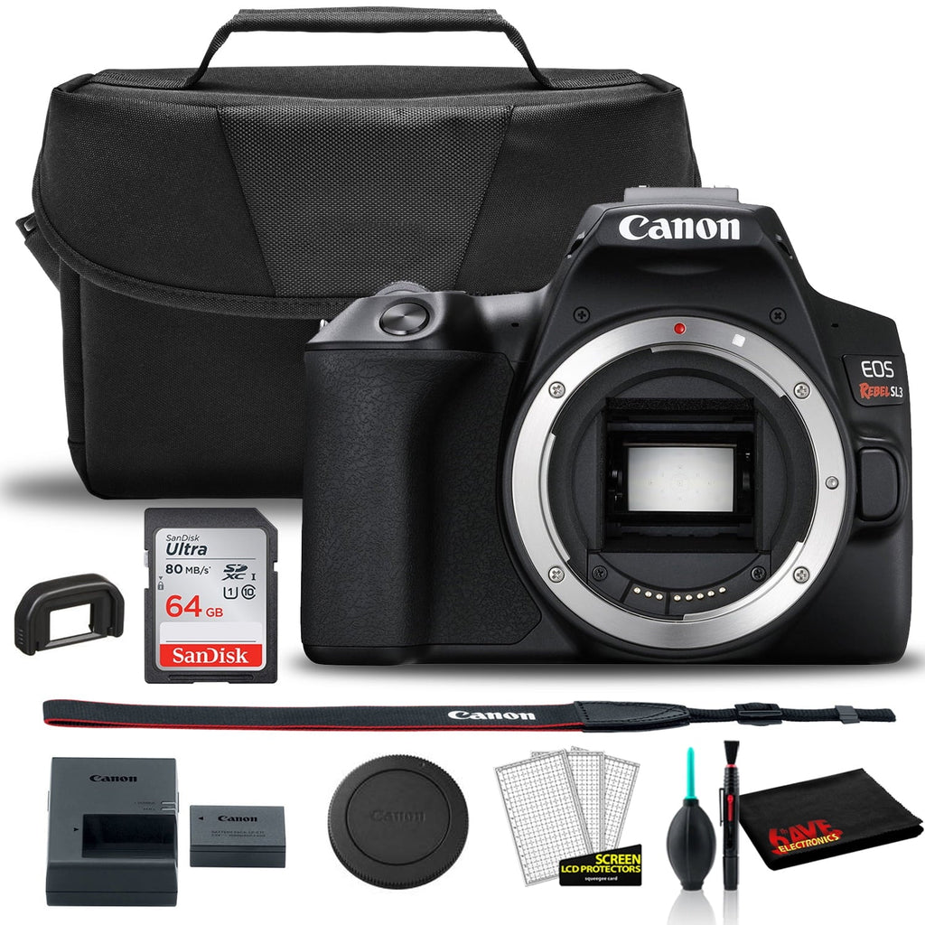 Rebel SL3 DSLR Camera (Body +  Bag + Sandisk 64GB Card + Care Kit