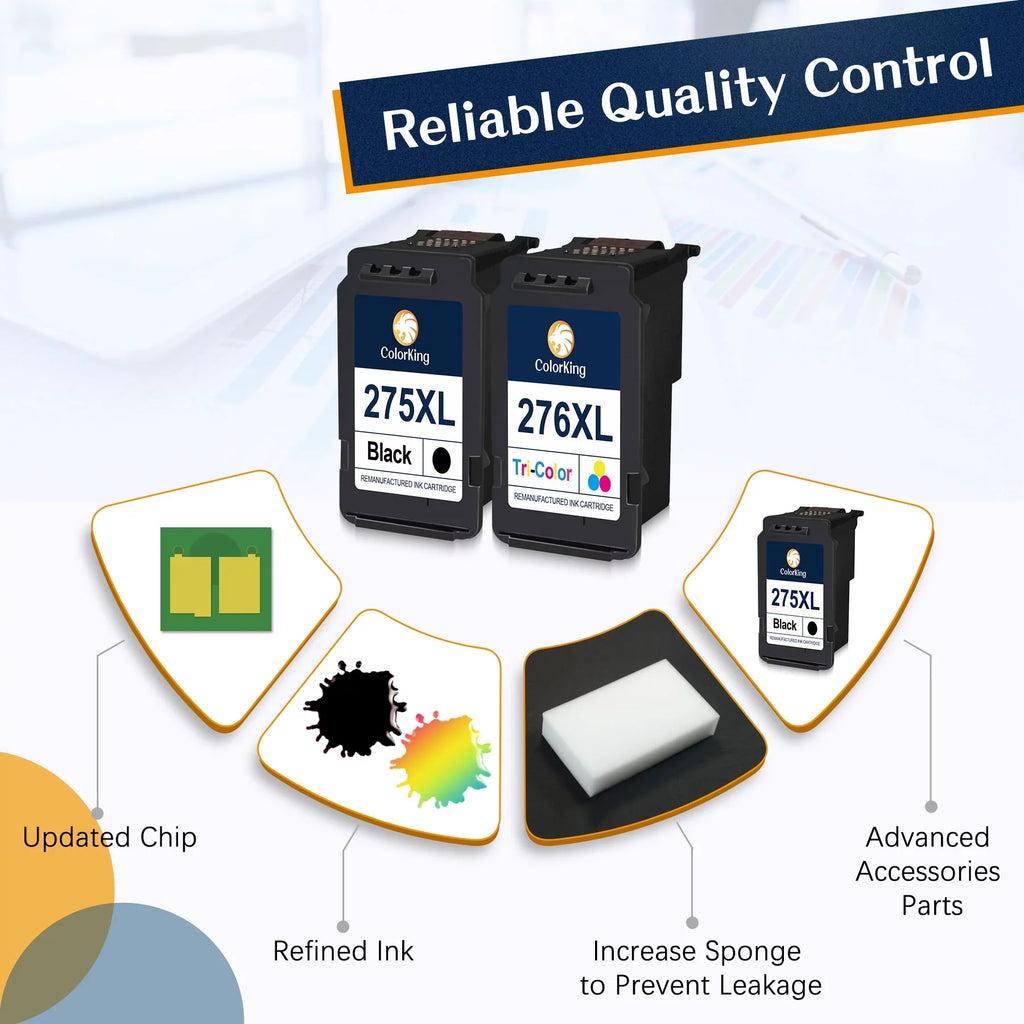 275XL 276XL Ink Cartridge Replacement for  PG-275 CL-276 275 276 Combo XL suitable with  PIXMA TS3520 TS3522 TS3500 TR4720 TR4722 TR4700 Printer(2 Black, 1 Color)