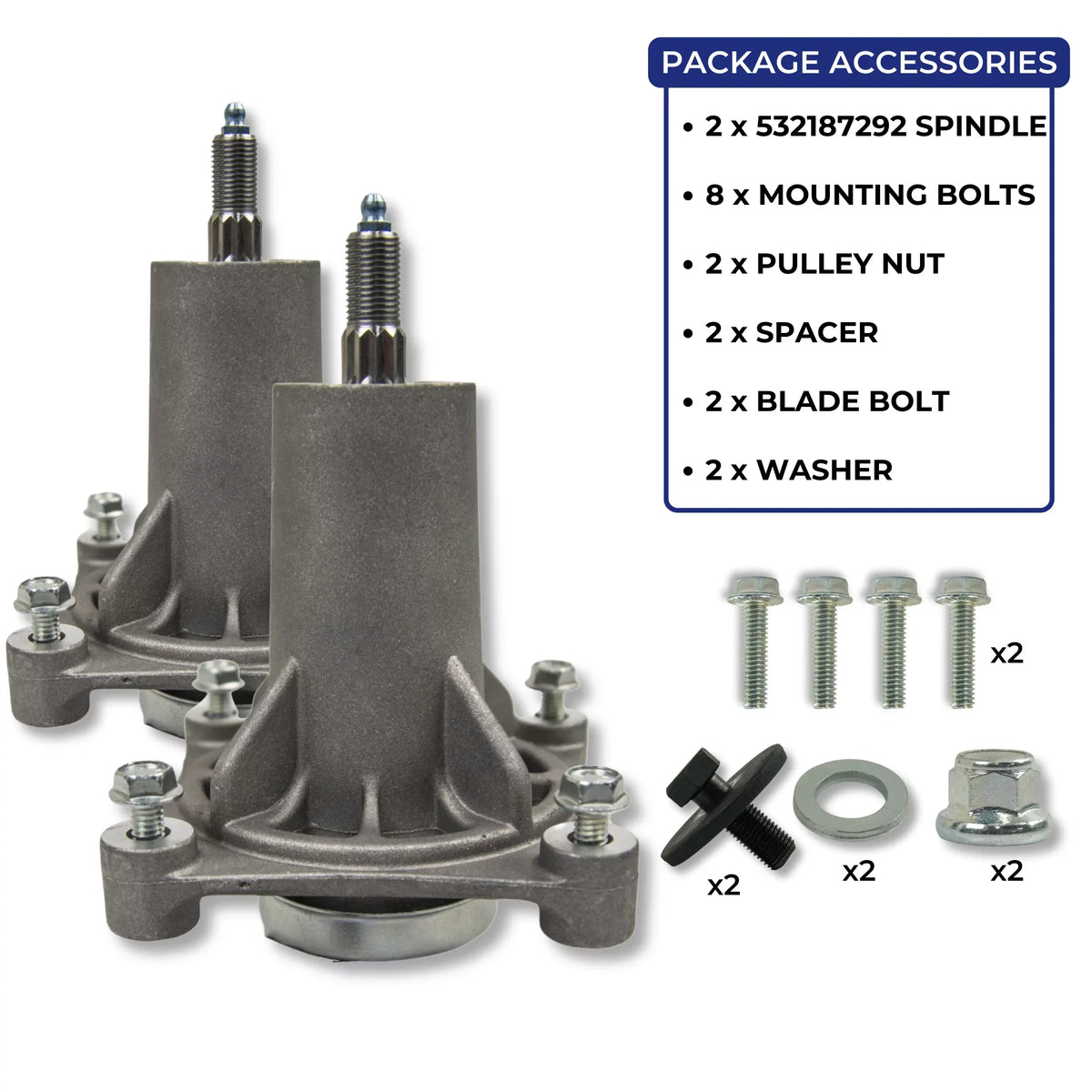 Jeremywell Spindle Assembly Replaces AYP Husqvarna 532187292 532192870 46" 48" 54"  (2PCs)