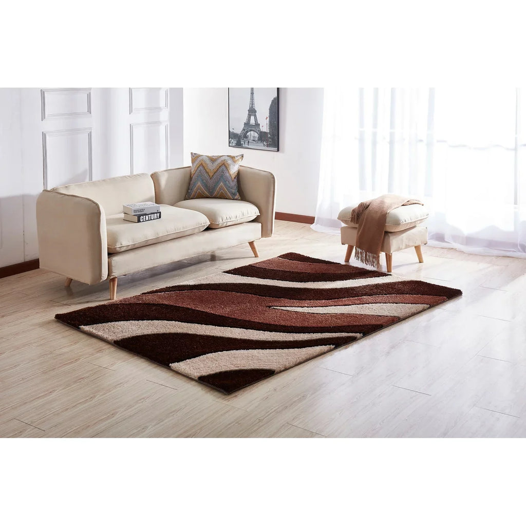 Aria Collection Soft Pile Hand Tufted Shag Area Rug in Grey & Turquoise. Amazing Rugs AC1024-57 5 x 7 ft