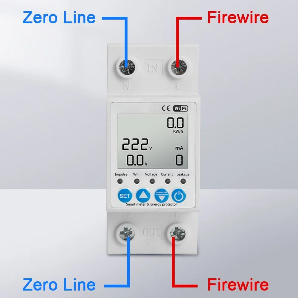 Tuya WiFi Intelligent Leakage Protecting Switch Current Voltage Monitoring Circuit Breaker Timer Function Power Meter matching with Amazon Alexa and Google home for Voice Control